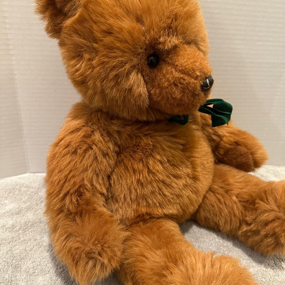 1987 Vintage GUND JC PENNY Teddy Bear - Green Ribbon Plush - 22" Tall - Gold Tag - Picture 6 of 10